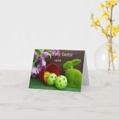 Carte Joyeuses Pâques pour joueur de Pickleball (Fleur jaune)