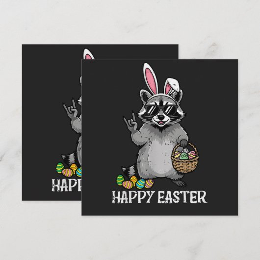 Carte Joyeuses Pâques Raton laveur Lapin (Devant / Derrière)