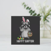 Carte Joyeuses Pâques Raton laveur Lapin (Debout devant)