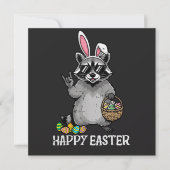 Carte Joyeuses Pâques Raton laveur Lapin (Devant)