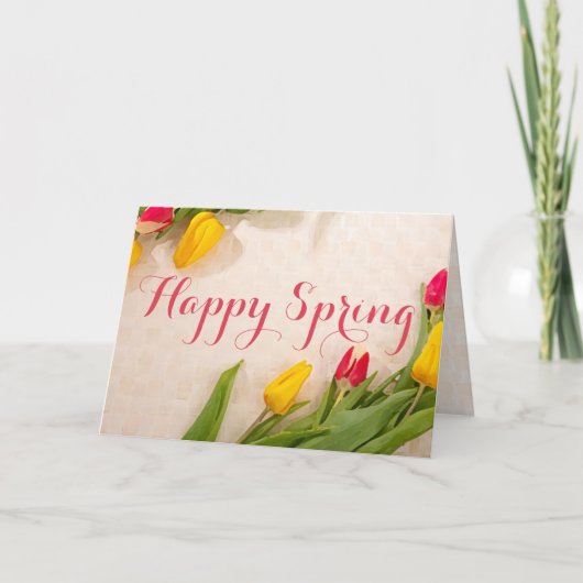 Carte Joyeuses Tulipes colorées au printemps (Devant)