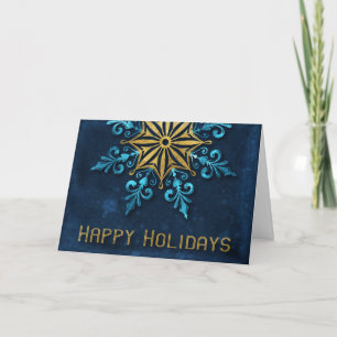 Carte Joyeuses vacances Affaires Entreprise Snowflake Mo