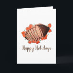 Carte Joyeuses Vacances Braisé Brisket Cuisine juive<br><div class="desc">Le design présente une illustration originale d'un plateau avec une poitrine braisée classique, accompagnée de légumes rôtis. Un plat de base pendant les fêtes juives, dont Pâques, Hanoukka et Rosh Hashanah. Cette conception est également disponible sur d'autres produits. De nombreuses illustrations sur le thème de la nourriture sont également disponibles...</div>