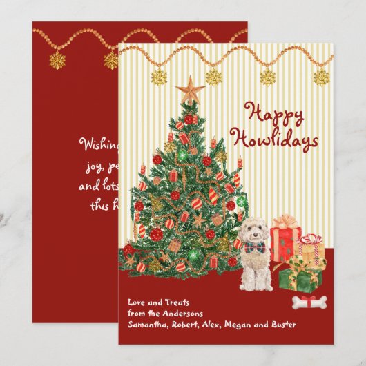 Carte Joyeuses vacances, cependant Champaign Cockapoo Tr (Devant / Derrière)