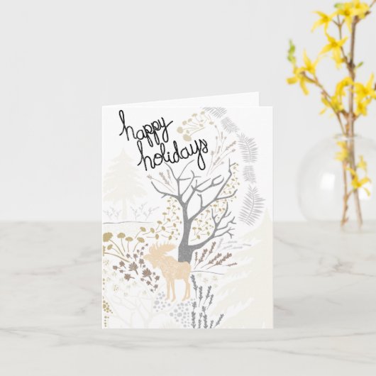Carte Joyeuses vacances Moose Holiday Card (Fleur jaune)