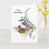 Carte Joyeuses vacances Nuthatch Bird Card (Fleur jaune)