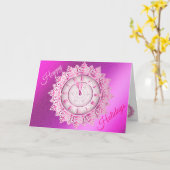 Carte Joyeuses vacances rose (Fleur jaune)