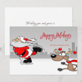 Carte Joyeuses vacances Santa Claus Raindeer Photo (Devant / Derrière)