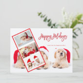 Carte Joyeuses vacances Santa Hats Photo (Debout devant)
