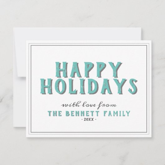 Carte Joyeuses vacances Typographie Turquoise Noël (Devant)