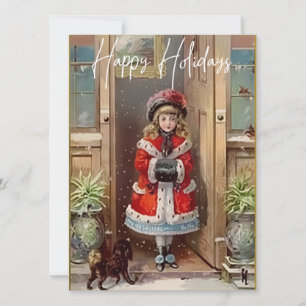 Carte Joyeuses vacances Victorian Girl Greeting Card