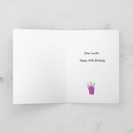 Carte Joyeux 100 ans ou plus (Intérieur)