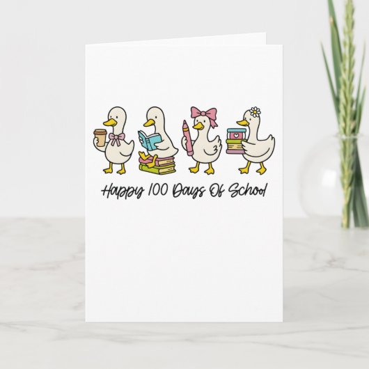 Carte Joyeux 100 Jours d'École Canard Mignon Professeur (Devant)