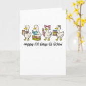 Carte Joyeux 100 Jours d'École Canard Mignon Professeur (Fleur jaune)
