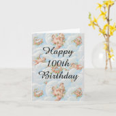 Carte Joyeux 100e anniversaire. (Fleur jaune)
