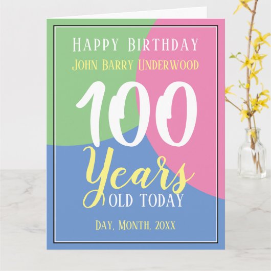 Carte Joyeux 100e anniversaire (Fleur jaune)