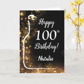 Carte Joyeux 100e anniversaire Black and Gold Parties sc (Fleur jaune)