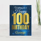 Carte Joyeux 100e anniversaire Blue Gold (Devant)