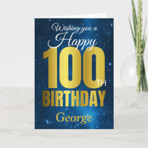 Carte Joyeux 100e anniversaire Blue Gold