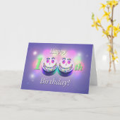 Carte Joyeux 100e Anniversaire Gâteaux Sourires (Fleur jaune)