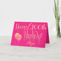Joyeux 100e anniversaire Nom stylish Script Gold R