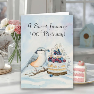 Carte Joyeux 100e anniversaire Sittelle en janvier