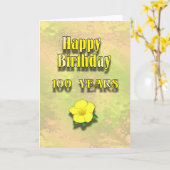 Carte Joyeux 100th anniversaire (Fleur jaune)