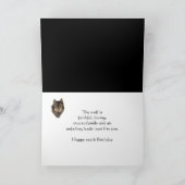 Carte Joyeux 100th anniversaire avec le loup d'aquarelle (Intérieur)