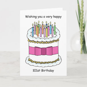 Carte Joyeux 101e anniversaire gâteau et bougies