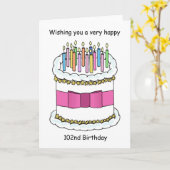 Carte Joyeux 102e anniversaire gâteau et bougies (Fleur jaune)