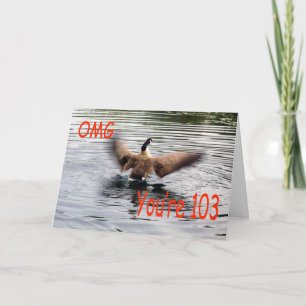 Carte Joyeux 103e anniversaire Oie battant