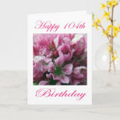Carte Joyeux 104th anniversaire de fleur rose et verte (Fleur jaune)