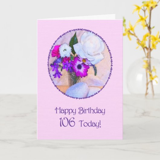 Carte Joyeux 106th anniversaire avec une peinture de (Fleur jaune)
