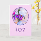 Carte Joyeux 107ème anniversaire avec un tableau de fleu (Fleur jaune)