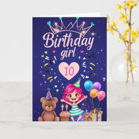 Carte Joyeux 10e anniversaire (Fleur jaune)