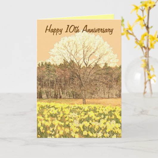 Carte Joyeux 10e Anniversaire (Fleur jaune)