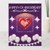 Carte Joyeux 10e anniversaire Elegant Boho Balloon Bleu (Devant)