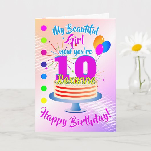 Carte Joyeux 10e anniversaire ROSE | Modifiable (Petite plante)