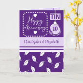 Carte Joyeux 10e anniversaire Tin ajouter des noms viole (Fleur jaune)