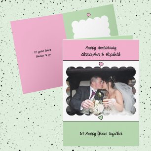 Carte Joyeux 10ème Anniversaire ajoutez nom rose vert