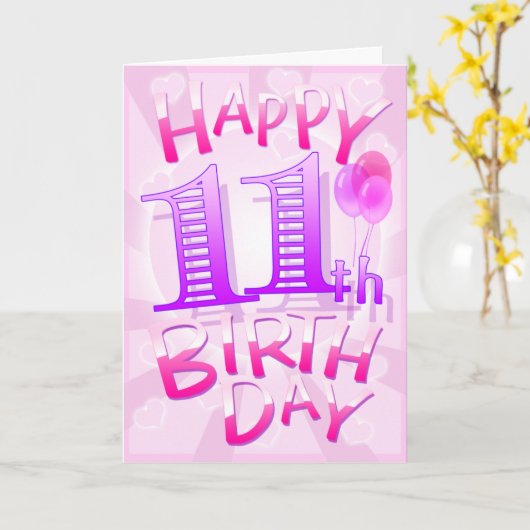Carte Joyeux 11e anniversaire (Fleur jaune)