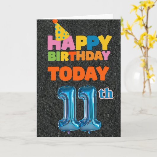 Carte Joyeux 11e anniversaire (Fleur jaune)
