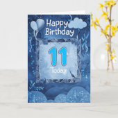 Carte Joyeux 11e anniversaire (Fleur jaune)