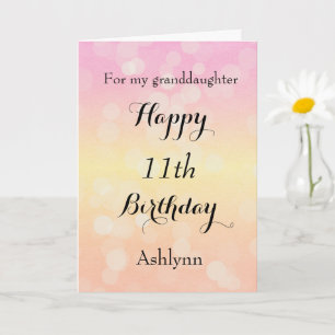 Carte Joyeux 11e Anniversaire Petite-Fille avec Bokeh