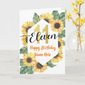 Carte Joyeux 11e anniversaire Sunflower Salutation (Fleur jaune)