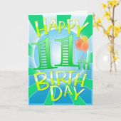 Carte Joyeux 11ème anniversaire (Fleur jaune)