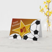 Carte Joyeux 11ème anniversaire, étoile du football ! (Fleur jaune)