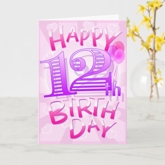 Carte Joyeux 12e anniversaire (Fleur jaune)