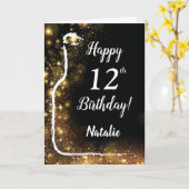 Carte Joyeux 12e anniversaire Black and Gold Parties sci (Fleur jaune)