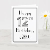 Joyeux 12e anniversaire, style Art déco avec nom p